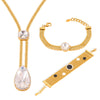 Wholesale Women's Titanium Steel Light Luxury Geometric Bracelet Necklace Suit With Electroplating