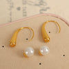 Wholesale Women's 316L Stainless Steel Light Luxury Style U Shape Drop Shaped Electroplated Pearl Earrings