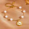 Wholesale Women's Titanium Steel Love Bow Four Leaf Clover Scallop Heart Pattern Electroplated Bracelet