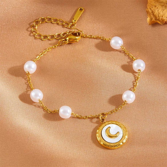 Wholesale Women's Titanium Steel Love Bow Four Leaf Clover Scallop Heart Pattern Electroplated Bracelet