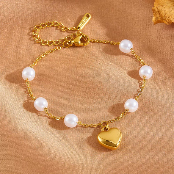 Wholesale Women's Titanium Steel Love Bow Four Leaf Clover Scallop Heart Pattern Electroplated Bracelet