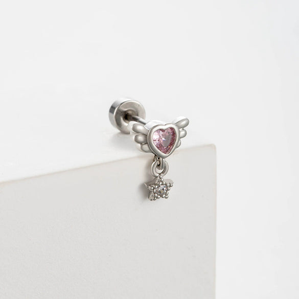 Wholesale Women's Titanium Steel Love Cross Water Drop Zircon Earrings