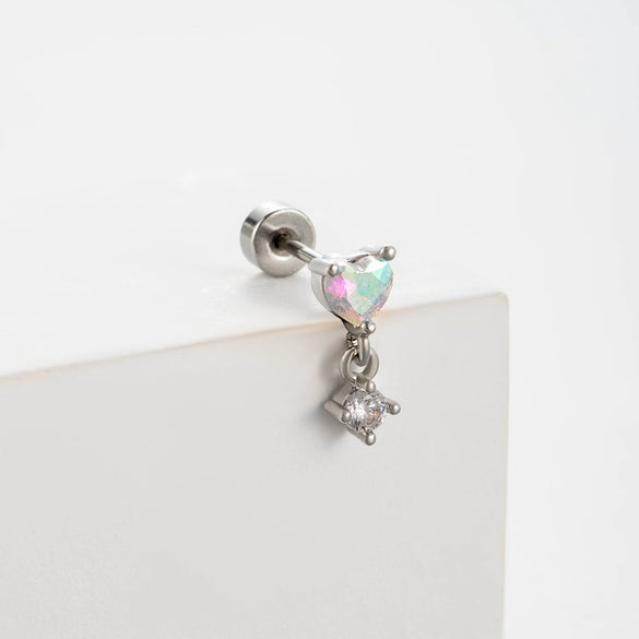 Wholesale Women's Titanium Steel Love Cross Water Drop Zircon Earrings