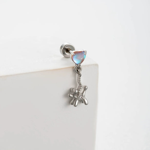 Wholesale Women's Titanium Steel Love Cross Water Drop Zircon Earrings