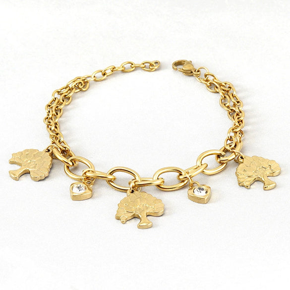 Wholesale Women's 316L Stainless Steel Love Heart Bracelet With Vacuum Plating