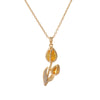 Wholesale Women's Titanium Steel Necklace Copper Gold Plated Cat's Eye Tulip Design With Mixed Gem Inlay And Ochain Light Luxury Flower Pattern
