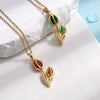 Wholesale Women's Titanium Steel Necklace Copper Gold Plated Cat's Eye Tulip Design With Mixed Gem Inlay And Ochain Light Luxury Flower Pattern