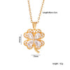 Wholesale Women's Titanium Steel Necklace With Copper Four Leaf Clover Inlaid Zircon Light Luxury Style Electroplated