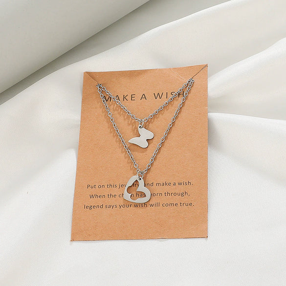Wholesale Women's Titanium Steel Necklace With Cross Love Butterfly Heart Animal Zodiac Patterns Electroplated