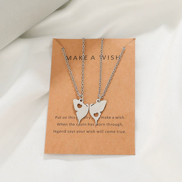 Wholesale Women's Titanium Steel Necklace With Cross Love Butterfly Heart Animal Zodiac Patterns Electroplated