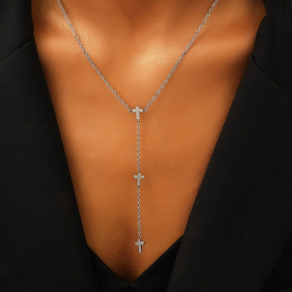 Wholesale Women's Titanium Steel Necklace With Cross Love Butterfly Heart Animal Zodiac Patterns Electroplated