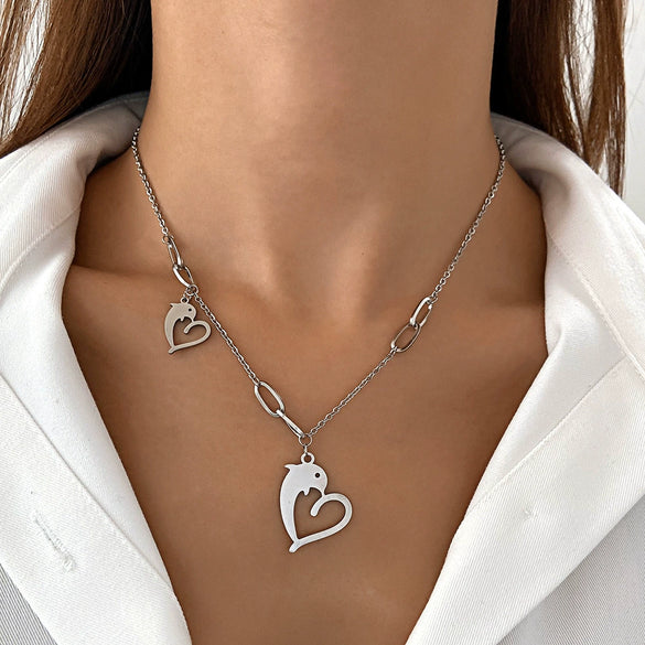 Wholesale Women's Titanium Steel Necklace With Cross Love Butterfly Heart Animal Zodiac Patterns Electroplated