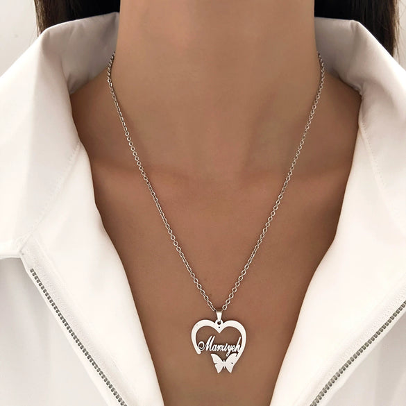 Wholesale Women's Titanium Steel Necklace With Cross Love Butterfly Heart Animal Zodiac Patterns Electroplated