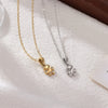 Wholesale Women's Titanium Steel Necklace With Cute Kitten Meat Palm Pendant Geometric Minimalist Style Electroplated O Chain