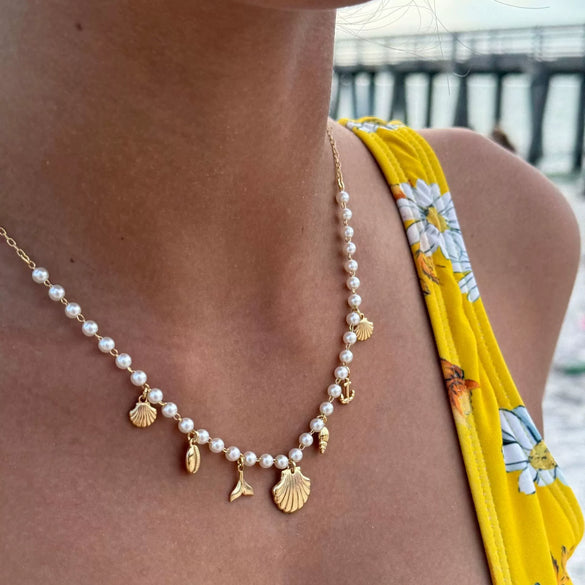 Wholesale Women's Titanium Steel Necklace With Fishtail Shell Conch Anchor Pendant Heart Shape Insect Animals Zodiac Signs Electroplating Sweet Natural Style