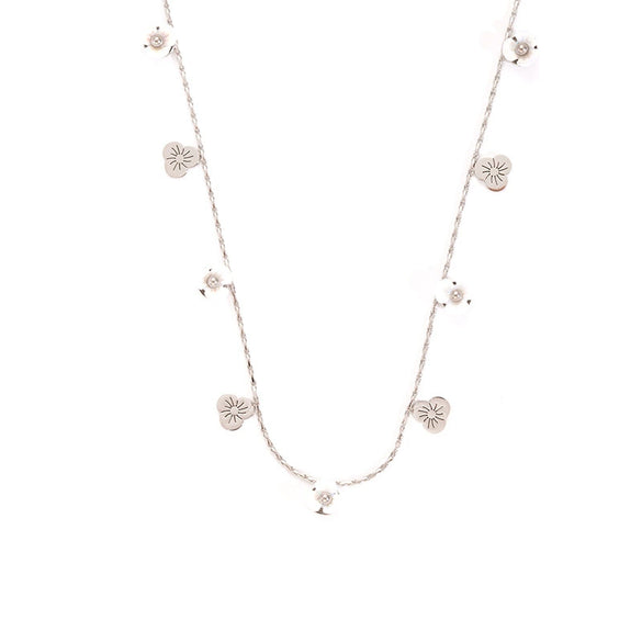 Wholesale Women's Titanium Steel Necklace With Fresh Flowers And Life Tree Design 18K Gold Plated