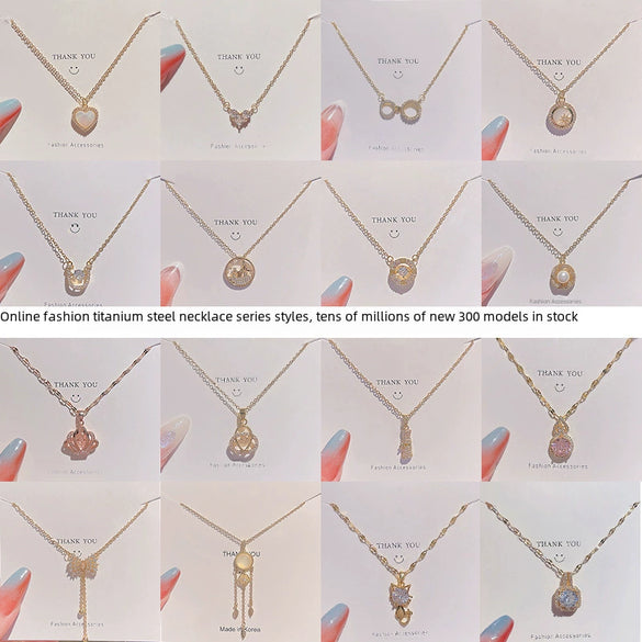 Wholesale Women's Titanium Steel Necklace With Geometric Design And Electroplating Light Luxury Style