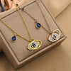 Wholesale Women's Titanium Steel Necklace With Geometric Devil's Eye Pendant And O Word Chain Electroplated