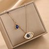 Wholesale Women's Titanium Steel Necklace With Geometric Devil's Eye Pendant And O Word Chain Electroplated