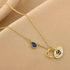 Wholesale Women's Titanium Steel Necklace With Geometric Devil's Eye Pendant And O Word Chain Electroplated