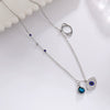 Wholesale Women's Titanium Steel Necklace With Geometric Devil's Eye Pendant And O Word Chain Electroplated