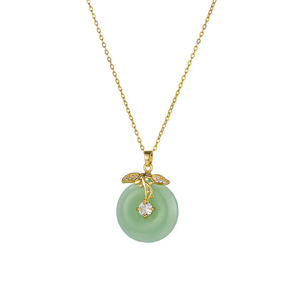 Wholesale Women's Titanium Steel Necklace With Geometric Pattern And Mixed Gem Inlay Pendant And Diamond Treatment
