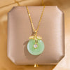 Wholesale Women's Titanium Steel Necklace With Geometric Pattern And Mixed Gem Inlay Pendant And Diamond Treatment