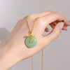 Wholesale Women's Titanium Steel Necklace With Geometric Pattern And Mixed Gem Inlay Pendant And Diamond Treatment