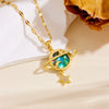 Wholesale Women's Titanium Steel Necklace With Heart Moon Star Pendant And Geometric Pattern Box Chain