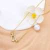 Wholesale Women's Titanium Steel Necklace With Horseshoe Buckle And Mixed Gemstone Inlay Geometric Style Electroplated