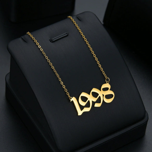 Wholesale Women's Titanium Steel Necklace With Letters Numbers Text Pattern And Polishing Plating Design
