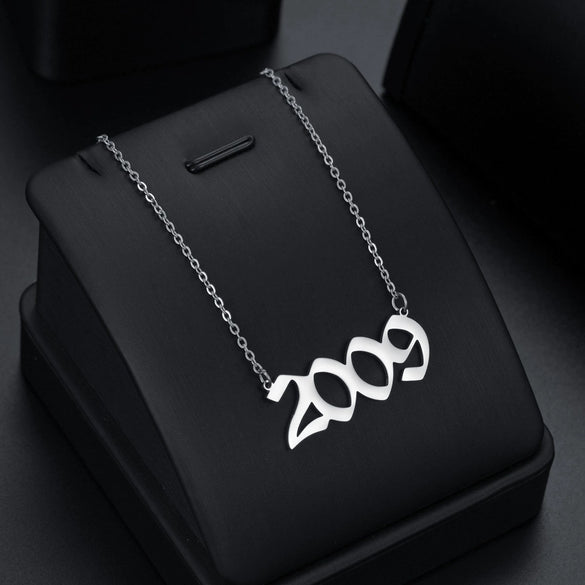Wholesale Women's Titanium Steel Necklace With Letters Numbers Text Pattern And Polishing Plating Design