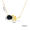 Wholesale Women's Titanium Steel Necklace With Red Rose Flower Pendant Microinlaid Zircon Electroplated In Vacuum Furnace For Fashionable Temperament