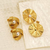 Wholesale Women's Titanium Steel Niche Style Leaves Pattern Imitation Pearl Set Earrings