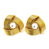 Wholesale Women's Titanium Steel Niche Style Leaves Pattern Imitation Pearl Set Earrings