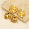 Wholesale Women's Titanium Steel Niche Style Leaves Pattern Imitation Pearl Set Earrings