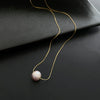 Wholesale Women's Titanium Steel Nonfading Necklace With Natural Pearl Pendant And Geometric Design Water Wave Chain