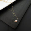Wholesale Women's Titanium Steel Nonfading Necklace With Natural Pearl Pendant And Geometric Design Water Wave Chain