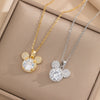 Wholesale Women's Titanium Steel Ochain Clavicle Necklace With Light Luxury Cartoon Characters Pendant And Diamond Design