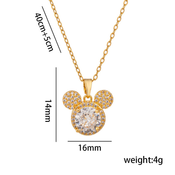 Wholesale Women's Titanium Steel Ochain Clavicle Necklace With Light Luxury Cartoon Characters Pendant And Diamond Design