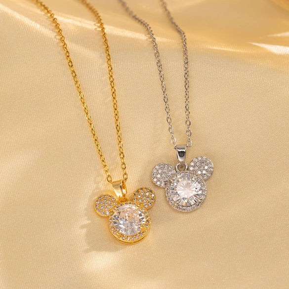 Wholesale Women's Titanium Steel Ochain Clavicle Necklace With Light Luxury Cartoon Characters Pendant And Diamond Design