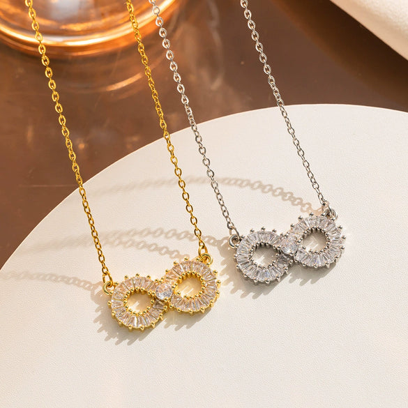 Wholesale Women's Titanium Steel Ochain Light Luxury Pendant Necklace With Letters Numbers Text Electroplating