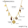 Wholesale Women's Titanium Steel Ochain Round Zircon Necklace With Small Fish Eyes And Multi Accessories Gold Plated Geometric Styling Fashion Exaggerated Clavicle Chain