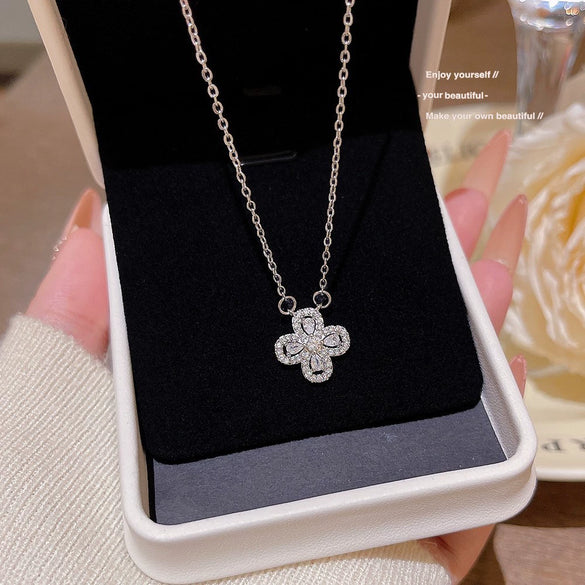 Wholesale Women's Titanium Steel Opal Bow Inlaid Zircon Clavicle Chain Fashion Accessory