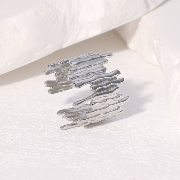 Wholesale Women's Titanium Steel Open Ring High End Niche Style Stainless Steel Plated 18K Gold With Electroplating