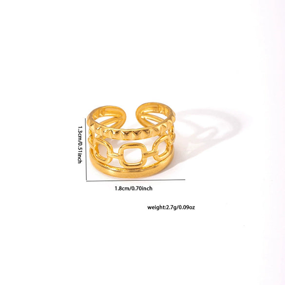 Wholesale Women's Titanium Steel Open Ring With Geometric Design And Electroplating Simple And Personalized