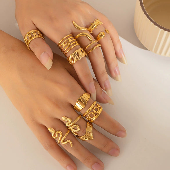 Wholesale Women's Titanium Steel Open Ring With Geometric Design And Electroplating Simple And Personalized