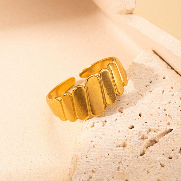 Wholesale Women's Titanium Steel Open Ring With Geometric Design And Electroplating Simple And Personalized