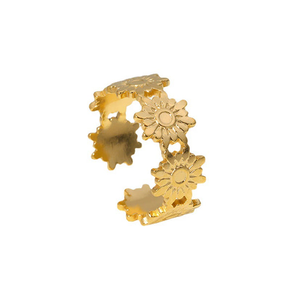 Wholesale Women's Titanium Steel Opening Ring With Small Flower Design Electroplated Stainless Steel Ring That Does Not Fade