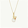 Wholesale Women's Titanium Steel Oshaped Chain Necklace With Copper Zirconinlaid Animal Rabbit Pendant Featuring Color Retention Enhancement